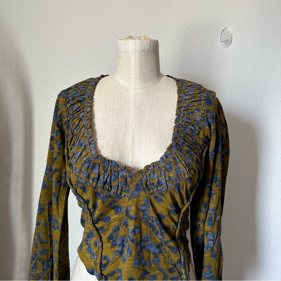 Free People On The Block Printed Wide Sleeve Cotton Top - Picture 5 of 7